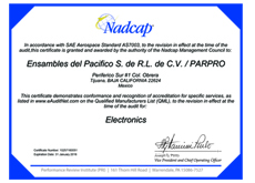 Certified in AS-9100C, Nadcap (Electronics)
